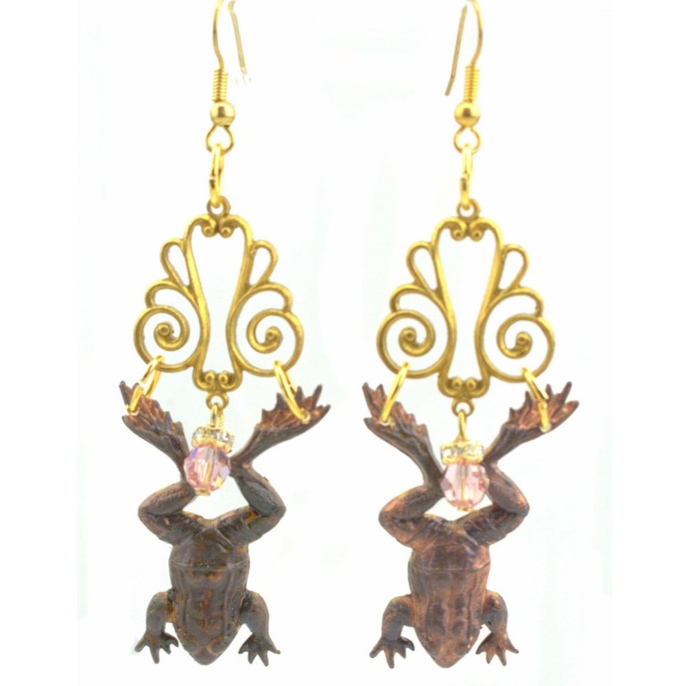 Sugar Gay Isber Jewelry Collection Dangling Dear Frog Swarovski Crystal Earrings